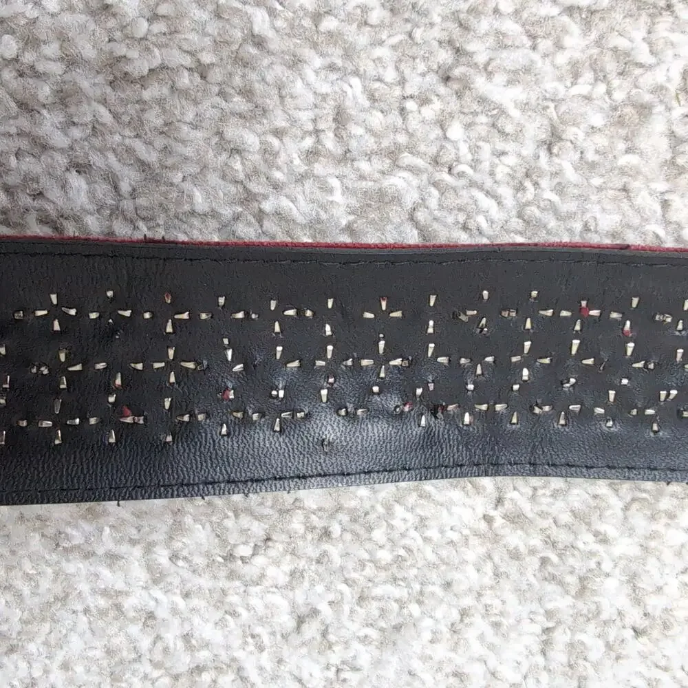 Studded Corduroy Belt With Round Buckle
